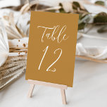 Simple Script Ochre Bröllop Bordsnummer<br><div class="desc">bordsnummer i elegant bröllop som innehåller bordsnumret som visas i ett vanligt vitt skript med kontur. Färg och bakgrund kan ändras till bröllop färg med hjälp av verktygen Redigera. Om du vill beställa de här bord-korten redigerar du kortet var för sig med numret och lägger till det i din kundvagn....</div>