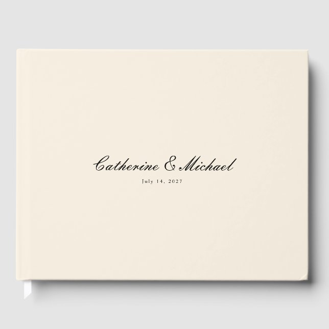 Simple Script Pretty Cream Wedding Guest Book Gästböcker (Framsida)