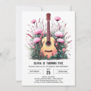 Simple Sergranat Guitar Birthday Inbjudningar