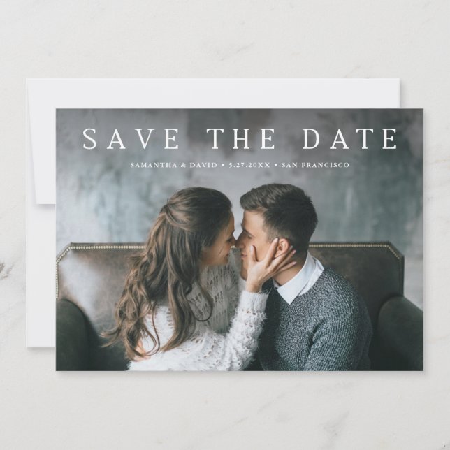 Simple Serif | Elegant klassisk text och foto Spara Datumet (Framsida)