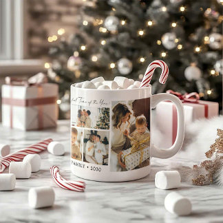 Simple Seven Photo Collage Christmas Coffee Mug Kaffemugg