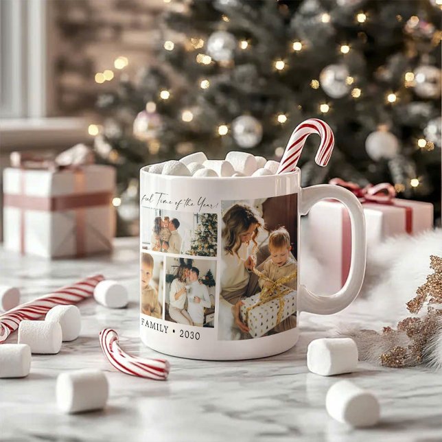 Simple Seven Photo Collage Christmas Coffee Mug Kaffemugg (Skapare uppladdad)