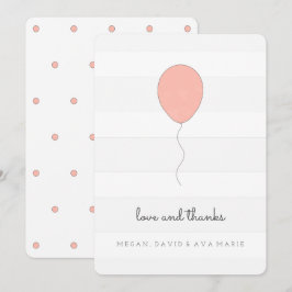 Simple Shabby chic Grått och Rosa Ballon Birthday Tack Kort
