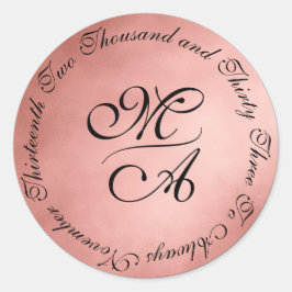 Simple Shades of Blush Monogram Wedding Date Runt Klistermärke