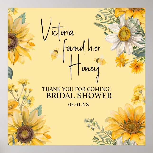 Simple She’s Found Her Honey Bee Bridal Shower Poster (Framsidan)