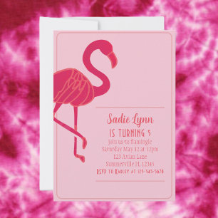 Simple Shock rosa Flamingo Birthday Inbjudningar