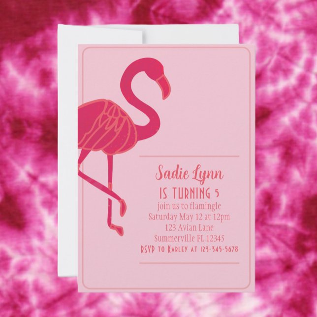 Simple Shock rosa Flamingo Birthday Inbjudningar (Skapare uppladdad)