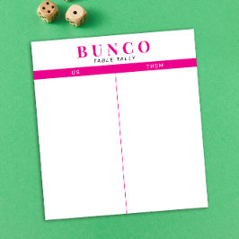 Simple Shock rosa och White Bunco Bord Tally Anteckningsblock