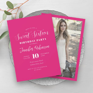Simple Shock rosa Photo Sweet 16 Sexton Inbjudningar