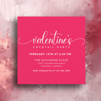 Simple Shock rosa Valentines Cocktail Party Inbjudningar