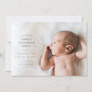 Simple Side Birth Notice Lila Lilac Meddelande