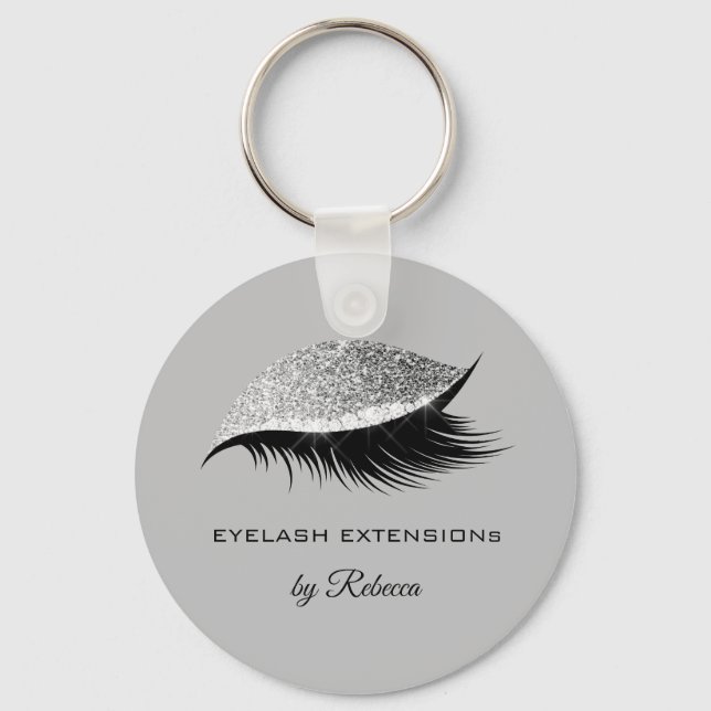 Simple Silver Eyelash Glitter Gnistra Beauty Nyckelring (Framsida)
