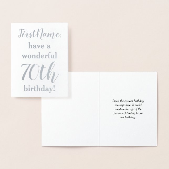 Simple Silver Foil 70:e födelsedagshälsningskort Folierat Kort (Display)