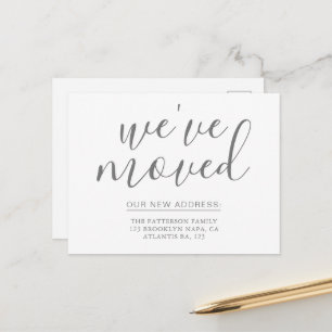 Simple Silver Gray Calligraphy We've Moved House Meddelande Vykort