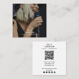Simple Singer Musician Photo Social Media QR-kod Fyrkantigt Visitkort