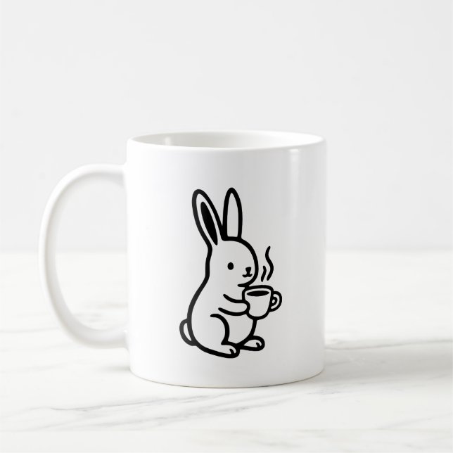 Simple Sitting Bunny Coffee Art Kaffemugg (Vänster)