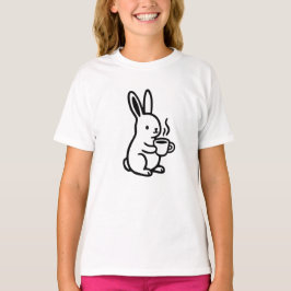 Simple Sitting Bunny Coffee Art T Shirt