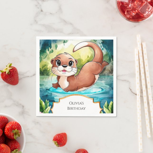 Simple Sjö Otter Birthday Pappersservett (Insitu)