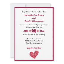 Simple Sketchy Red Heart Wedding bjudande