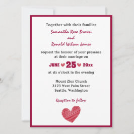 Simple Sketchy Red Heart Wedding bjudande Inbjudningar