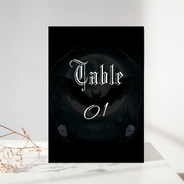 Simple Skull Fladdermus Gothic Bröllop Bordsnummer