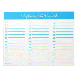 Simple Sky Blue 8.5x11 Three Column Checklist Anteckningsblock