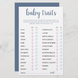 Simple Slate Baby Trait | Dusty Blue Keepsakykort