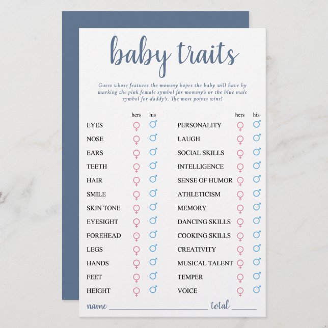 Simple Slate Baby Trait | Dusty Blue Keepsakykort (Fram/baksida)