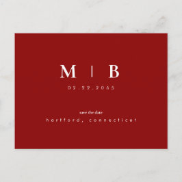 Simple Sleek Monogram Bröllop spara datum Vykort