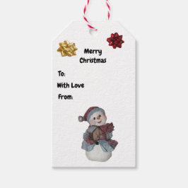 Simple Snö Woman w/Birdhouse-julklapp Märkre Presentetikett