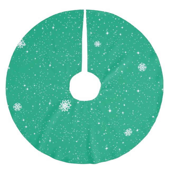 Simple Snow Flakes on BLUE GREEN Julgransmatta Borstad Polyester (Framsidan)