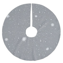 Simple Snow Flakes on GREY Julgransmatta Borstad Polyester