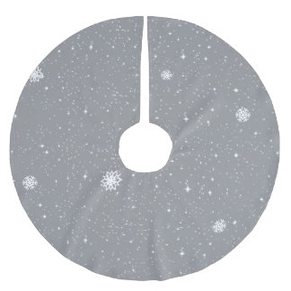 Simple Snow Flakes on GREY Julgransmatta Borstad Polyester