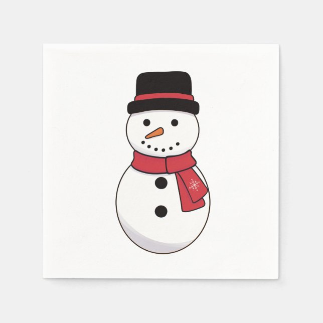 Simple Snowman Christmas Holiday Napkins Pappersservett (Framsidan)