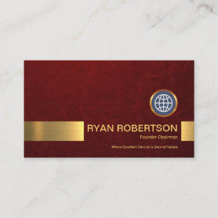 Simple Snyggt Red Grunge Guld Rand Founder CEO Visitkort