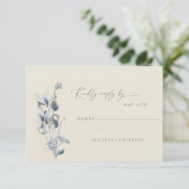 Simple Soft Blue Floral Minimalist Wedding  OSA Kort