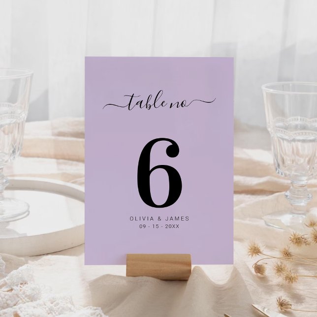 Simple Solid Color Purple Wedding Table Number Bordsnummer (Simple Solid Color Purple Wedding Table Number)