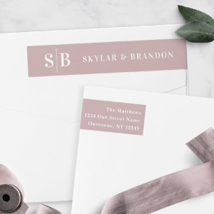 Simple Solid Färg Dusty Mauve Bröllop Monogrammed Etikettband
