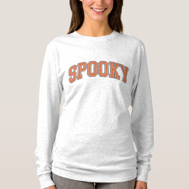Simple Spooky Collegiate Halloween Långärmad T-S T Shirt (Framsida)