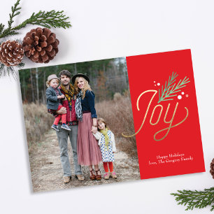 Simple Sprig Faux Foil-Helgdag Photo Julkort