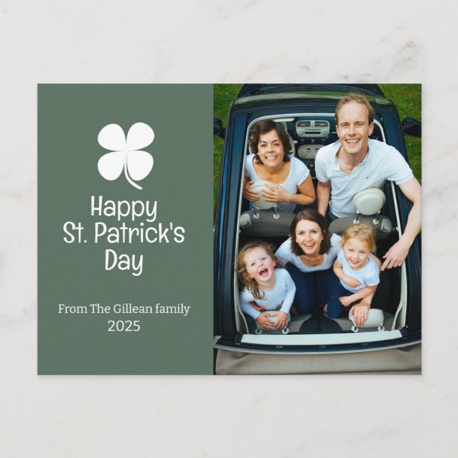 Simple St. patricks dag Shamrocks familjefoto Helg Vykort (Framsida)