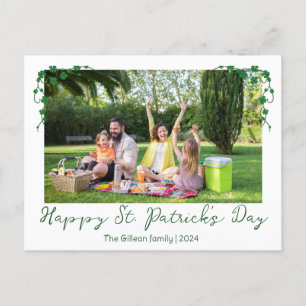 Simple St. patricks dag Shamrocks familjefoto Helg Vykort
