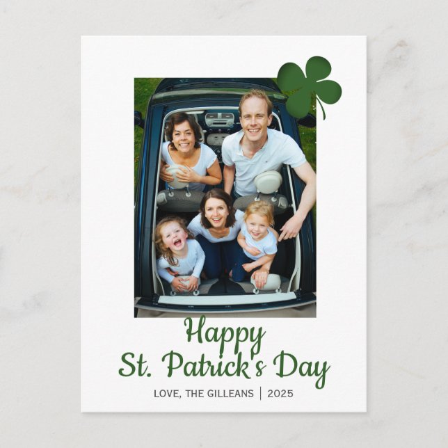 Simple St. patricks dag Shamrocks familjefoto Helg Vykort (Framsida)