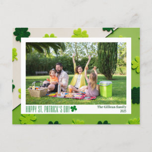 Simple St. patricks dag Shamrocks familjefoto Helg Vykort