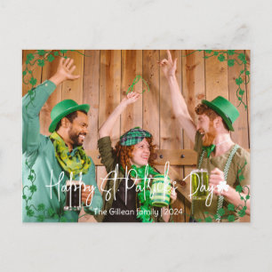 Simple St. patricks dag Shamrocks familjefoto Helg Vykort