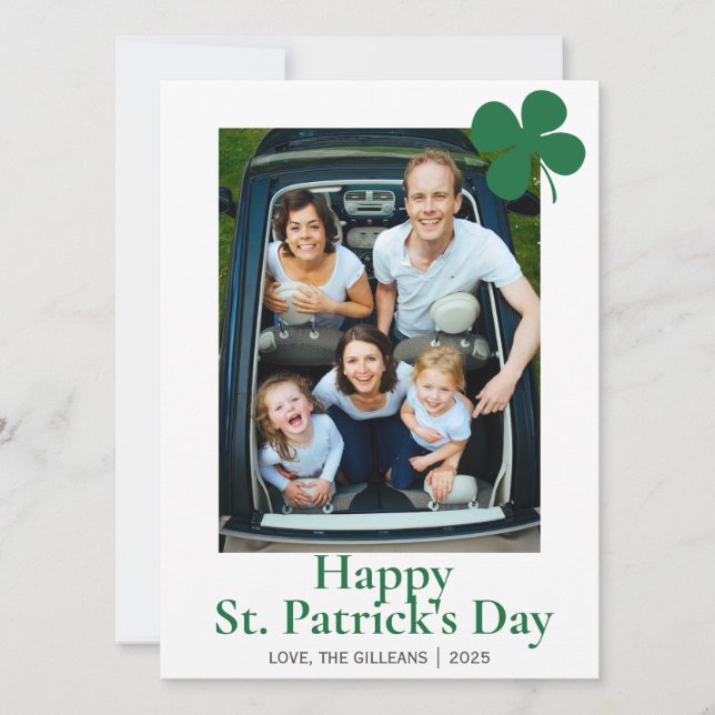 Simple St. patricks dag Shamrocks familjefoto Julkort (Framsida)