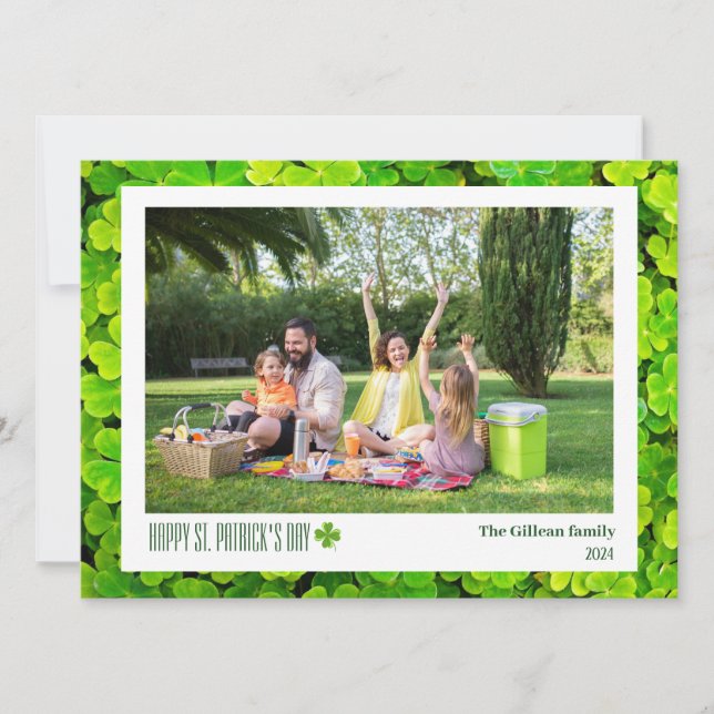 Simple St. patricks dag Shamrocks familjefoto Julkort (Framsida)