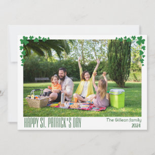 Simple St. patricks dag Shamrocks familjefoto Julkort