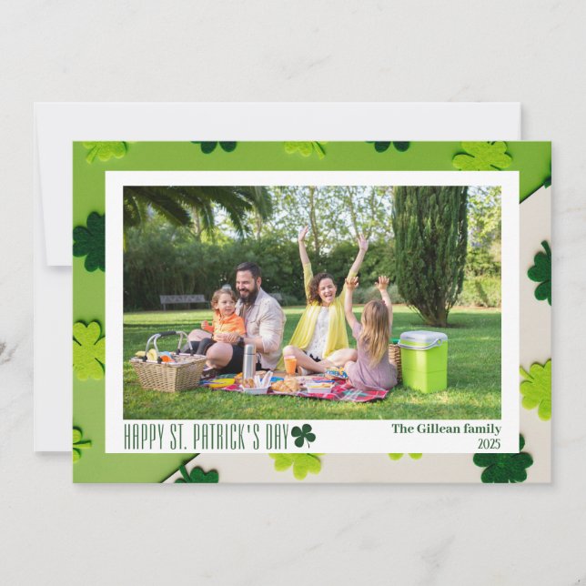 Simple St. patricks dag Shamrocks familjefoto Julkort (Framsida)