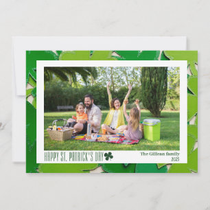 Simple St. patricks dag Shamrocks familjefoto Julkort